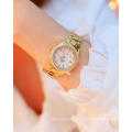 BS Watch 1258 Ladies Top Brand Luxury Wrist Watches Dress Gold Women Crystal Diamond Stainless Steel Watch